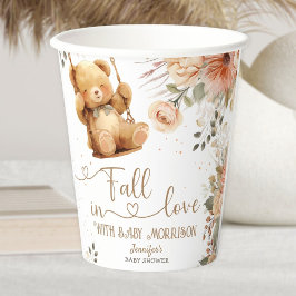 Teddy Bear Herfst Baby shower Herfst in Love Paper Papieren Bekers