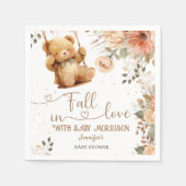 Teddy Bear Herfst Baby shower Herfst in Love Paper Servet (Voorkant)