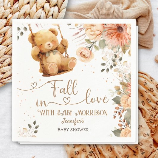 Teddy Bear Herfst Baby shower Herfst in Love Paper Servet