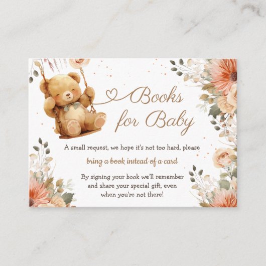 Teddy Bear Herfst Herfst Baby shower Boeken voor B Informatiekaartje (Voorkant)