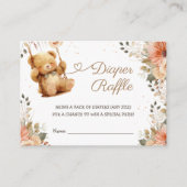 Teddy Bear Herfst Herfst Baby shower Luier Raffle Informatiekaartje (Voorkant)