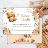 Teddy Bear Herfst Herfst Baby shower Luier Raffle Informatiekaartje