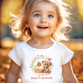 Teddy Bear Herfst Verjaardagspompkins Naam Meisje Kinder Shirts