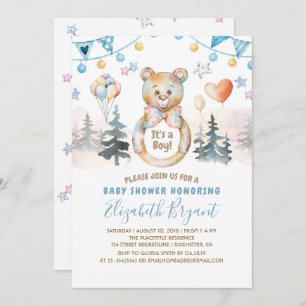 Teddy Bear - Het is een Baby shower van een jongen Kaart