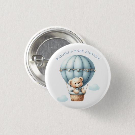 Teddy Bear Hete Luchtballon Baby shower Button (Voorkant /achterkant)
