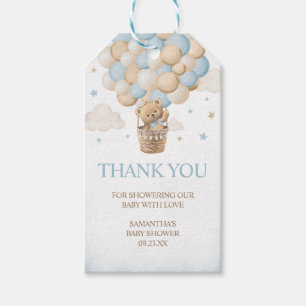 Teddy Bear Hete Luchtballon Baby shower Favor Tags Cadeaulabel