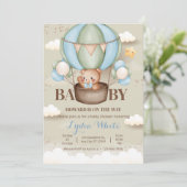 Teddy Bear Hete Luchtballon Baby shower Oh Baby Kaart (Staand voorkant)