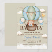 Teddy Bear Hete Luchtballon Baby shower Oh Baby Kaart (Voorkant / Achterkant)