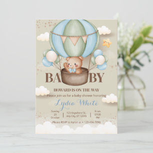 Teddy Bear Hete Luchtballon Baby shower Oh Baby Kaart
