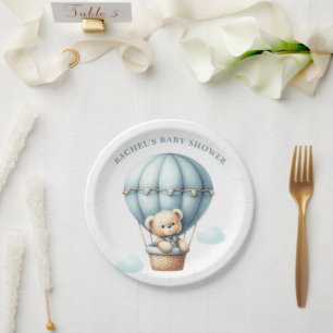 Teddy Bear Hete Luchtballon Baby shower Papier Bor Papieren Bordje