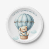 Teddy Bear Hete Luchtballon Baby shower Papier Bor Papieren Bordje (Voorkant)