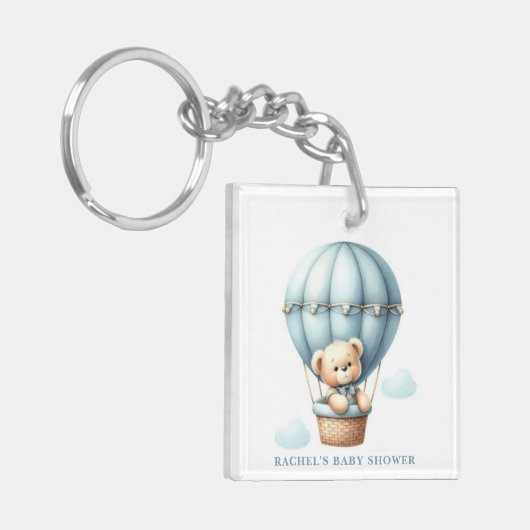 Teddy Bear Hete Luchtballon Baby shower Sleutelhan Sleutelhanger (Voorkant Links)