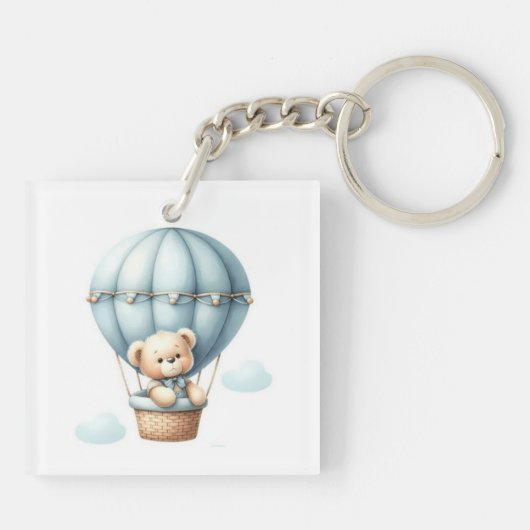 Teddy Bear Hete Luchtballon Baby shower Sleutelhan Sleutelhanger (Achterkant)