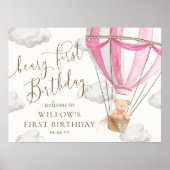Teddy Bear Hete Luchtballon Beary Eerste Verjaarda Poster (Voorkant)