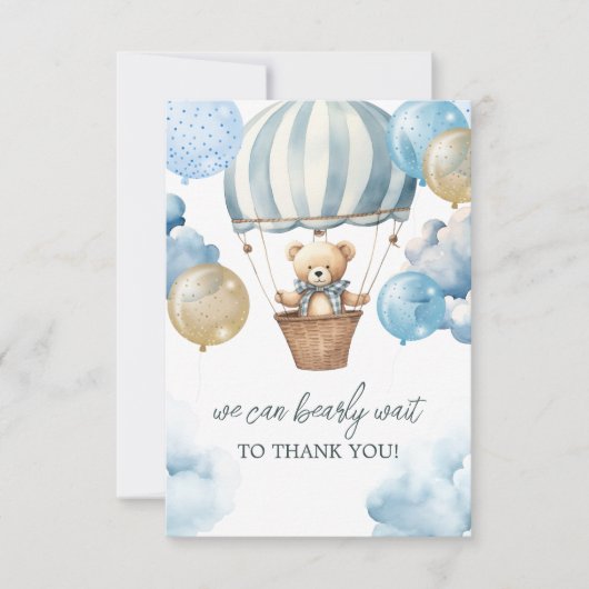 Teddy Bear Hete Luchtballon Dank u Bedankkaart (Voorkant)