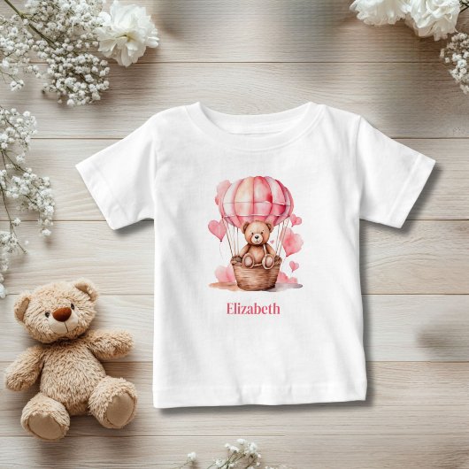 Teddy Bear Hete Luchtballon Roze Meisje Gepersonal