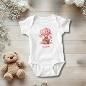 Teddy Bear Hete Luchtballon Roze Meisje Gepersonal Romper