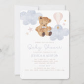 Teddy Bear & Hete Luchtballon Waterverf Baby Showe Kaart (Voorkant)