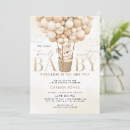 Teddy Bear Hete Luchtballonnen Baby shower Uitnodi Kaart