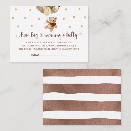 Teddy Bear Hoe groot is mama's Belly Game Kaart (Voorkant / Achterkant)