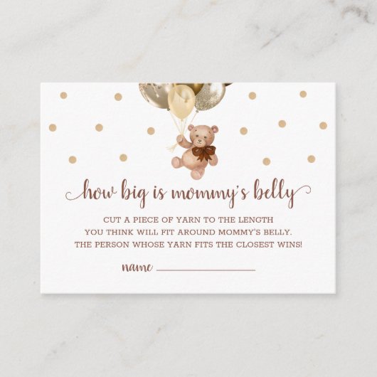 Teddy Bear Hoe groot is mama's Belly Game Kaart (Voorkant)
