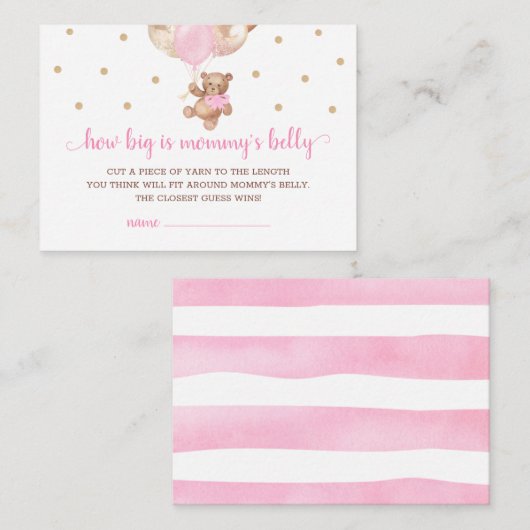 Teddy Bear Hoe groot is mama's Belly Game Kaart (Voorkant / Achterkant)