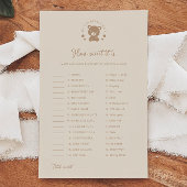 Teddy Bear Hoe lief het is Baby shower spel