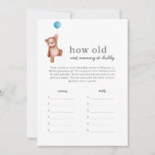 Teddy Bear Hoe oud was mama of papa spel Kaart (Voorkant)