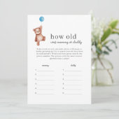 Teddy Bear Hoe oud was mama of papa spel Kaart (Staand voorkant)