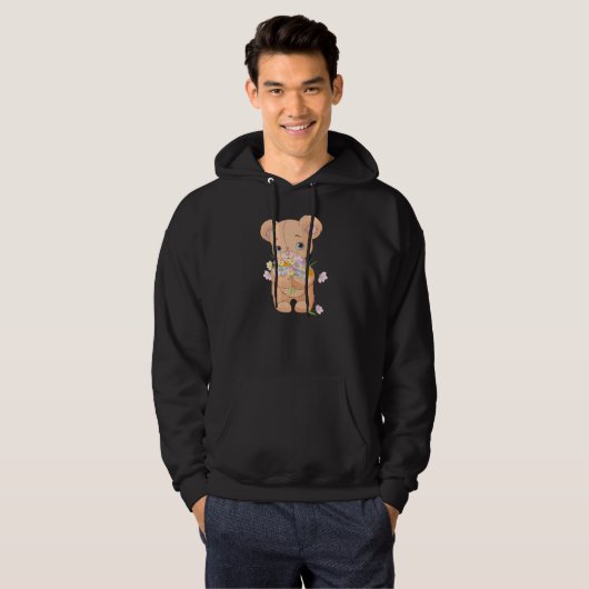 Teddy Bear Holding a Bouquet Mannen Hoodie (Voorkant volledig)
