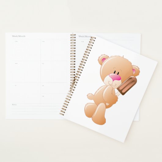 Teddy Bear Holding Chocolate Ice Cream Popsicle Planner (Display)