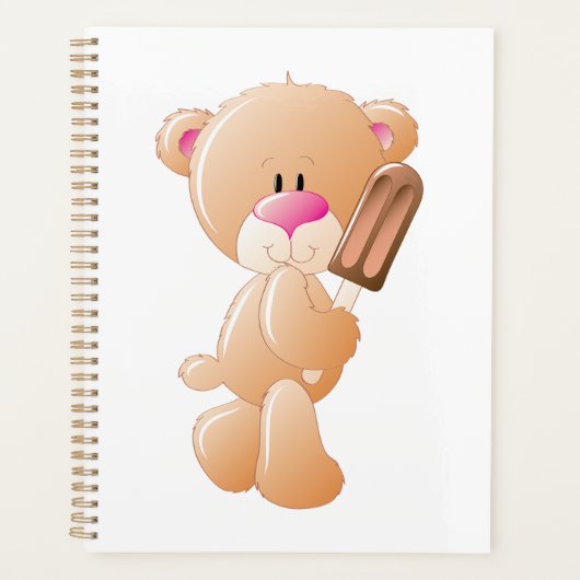 Teddy Bear Holding Chocolate Ice Cream Popsicle Planner (Voorkant)