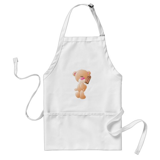 Teddy Bear Holding Chocolate Ice Cream Popsicle Standaard Schort (Voorkant)