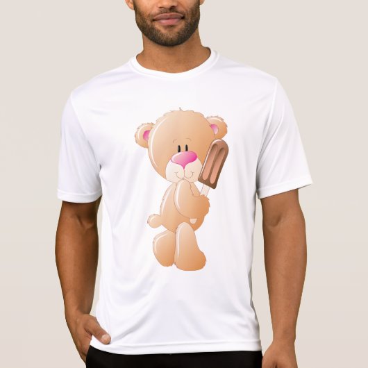 Teddy Bear Holding Chocolate Ice Cream Popsicle T-shirt (Voorkant)