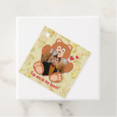 Teddy Bear Holding Hart Foto Valentijnsdag Bedankjes Labels (In situ)