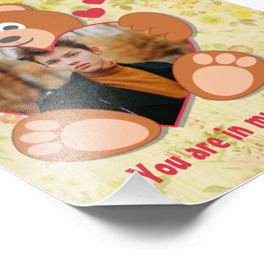 Teddy Bear Holding Hart Foto Valentijnsdag Foto Afdruk (Hoek)