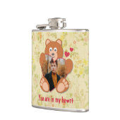 Teddy Bear Holding Hart Foto Valentijnsdag Heupfles (Links)