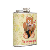 Teddy Bear Holding Hart Foto Valentijnsdag Heupfles (Rechts)