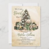 Teddy Bear Holiday We Can Bearly Wait Baby Shower Kaart (Voorkant)
