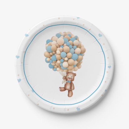 Teddy Bear Hot Air Baby shower Bord (Voorkant)