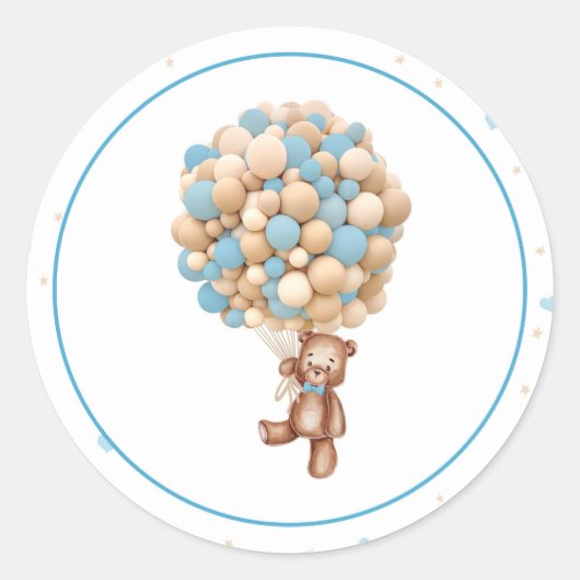 Teddy Bear Hot Air Ballon Baby shower Sticker (Voorkant)