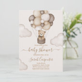 Teddy Bear Hot Air Ballon Baby shower Uitnodiging (Staand voorkant)