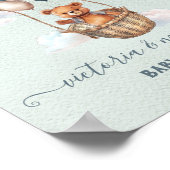 Teddy Bear Hot Air Ballon Baby shower Welkom Poster (Hoek)