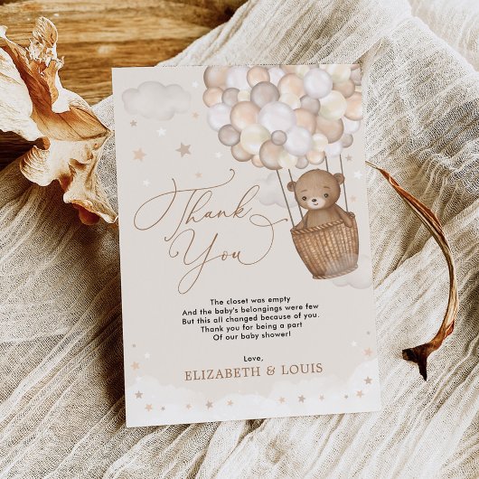 Teddy Bear Hot Air-ballon Bedankkaart