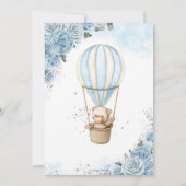 Teddy Bear Hot Air Ballon Blue Floral Baby shower Bedankkaart (Achterkant)