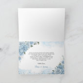 Teddy Bear Hot Air Ballon Blue Floral Baby shower Bedankkaart (Binnen)