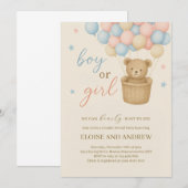 Teddy Bear Hot Air Ballon Geslacht Kaart (Voorkant / Achterkant)