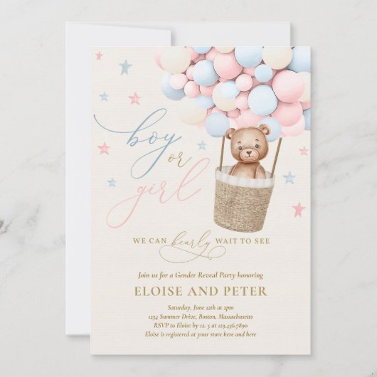 Teddy Bear Hot Air Ballon over gendergelijkheid Kaart (Voorkant)