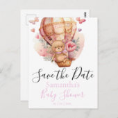 Teddy Bear Hot Air Ballon White op de datum Briefkaart (Voorkant / Achterkant)