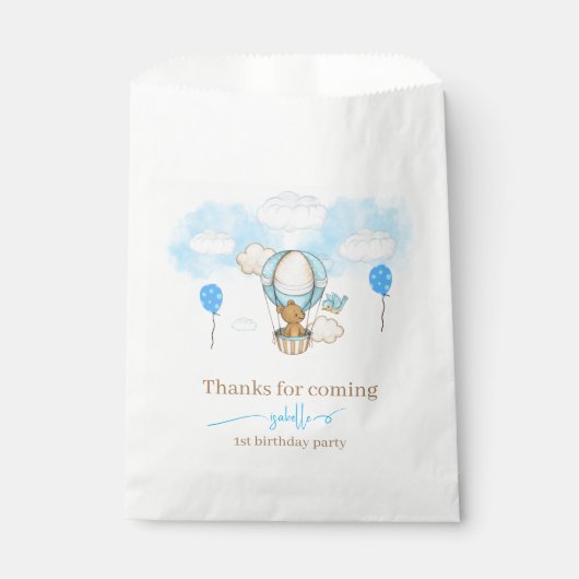 Teddy Bear Hot Air Ballonmeisje Bedankzakje (Voorkant)